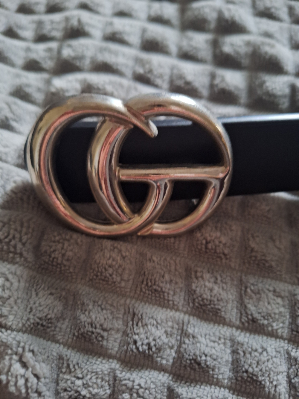 Designer-Inspired Double G Buckle Black Faux Leather Belt
